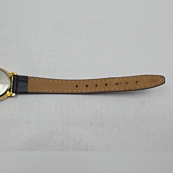 Womens Vintage LA Express LAX572 Watch Faceted Crystal Gold Leather New Battery - Picture 10 of 11